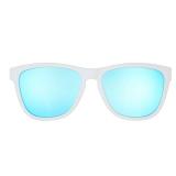 goodr Iced By Yetis Polarized Sunglasses, Medium Sized (OG), White Solid Frame with Blue Mirrored Reflective Lens, UV400 Protection, No Slip, No Bounce