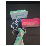 goodr Iced By Yetis Polarized Sunglasses, Medium Sized (OG), White Solid Frame with Blue Mirrored Reflective Lens, UV400 Protection, No Slip, No Bounce