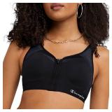 Champion womens Motion Control Zip Sports Bra, Black, 36C US