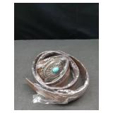 XZQTIVE Women Western Leather Belt Vintage Country Belts For Cowgirl Jeans Dresses Ladies Concho Belt With Turquoise Buckle