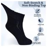 +MD Diabetic Socks for Men Women-6 Pairs Ankle Non-Binding Extra Wide, Seamless Circulator Socks for Edema 10-13 Black