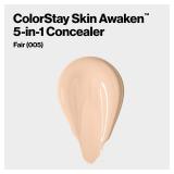Revlon ColorStay Skin Awaken 5-in-1 Concealer, Lightweight, Creamy Longlasting Face Makeup with Caffeine & Vitamin C, For Imperfections, Dark Circles & Redness, 005 Fair, 0.27 Fl Oz