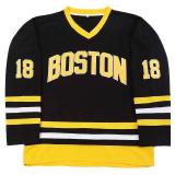 Boston Happy Gilmore #18 Adam Sandler 1996 Movie Ice Hockey Jersey Stitched Letters and Numbers, Large Black