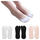 ZARSIO 3 Pairs Japan Tabi Socks No Show Socks Flip Flop Sock Split Toe Low Cut Sock (US, Alpha, One Size, Regular, Regular, White+Black+Fleshcolor)