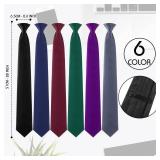 Haysandy 6 Pcs Clip on Ties for Men Solid Color Men
