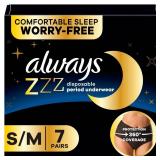 Always ZZZ Overnight Period Underwear - S/M - 7ct