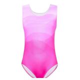 Kirinkylin Girls Leotards for Gymnastics Size 10-12 Years Old Rose Wave Workout Bodysuit with Kids Shiny Gym Leos