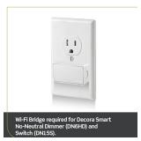 Leviton Wi-Fi Bridge for No-Neutral Decora Smart Dimmers and Switches (DN6HD and DN15S), Works with My Leviton, Alexa, Google Assistant, Apple Home/Siri & Wire-Free 3-Way, MLWSB-1RW, White