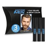 Just for Men 1-Day Beard & Brow Color, Temporary Color for Beard and Eyebrows, For a Fuller, Well-Defined Look, Up to 30 Applications, Light Brown, Ships in Eco-Friendly Packaging (Pack of 3)