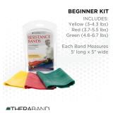 THERABAND Resistance Bands Set, Beginner Kit, Yellow, Red, Green, Latex Elastic Bands for Exercise & Physical Therapy, Strength Training Bands for Upper & Lower Body Fitness