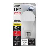 Feit Electric A19 LED Light Bulb, 60-Watt Equivalent Garage Bulb, 800 Lumens, E26 Medium Base, 3000K Bright White, Instant On, General-Purpose Household Lighting, 11,000-Hour Lifetime, 4 Pack