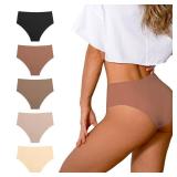 Seamless Underwear for Women High Waisted Underwear for Women Cooling Ice Silk No Show Panties 5 Pack, M