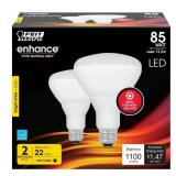 Feit Electric BR30 LED Light Bulb, 85W Equivalent, Dimmable Floodlight, E26 Medium Base, CRI 90, 1100 Lumens, 3000K Bright White, 22-Year Lifetime, BR30DMHO/930CA/2, 2 Pack