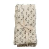 Cotton Napkins with Printed Floral Pattern, Charcoal & Cream Color, Set of 4