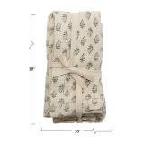 Cotton Napkins with Printed Floral Pattern, Charcoal & Cream Color, Set of 4