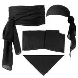 JOLYEAK Halloween Pirate Costume Accessories Medieval Costume Bandana Pirate Sash for Women Men Renaissance Cosplay (Black)