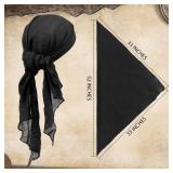 JOLYEAK Halloween Pirate Costume Accessories Medieval Costume Bandana Pirate Sash for Women Men Renaissance Cosplay (Black)