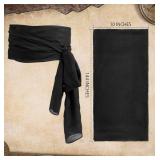 JOLYEAK Halloween Pirate Costume Accessories Medieval Costume Bandana Pirate Sash for Women Men Renaissance Cosplay (Black)