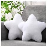 Beeveer 2 Pcs 11 Inch Star Pillow Decorative Star Shaped Throw Pillow Gift Cute Aesthetic Soft Plush Floor Cushions Room Decor for Bedroom Living Room Sofa Bed(White)