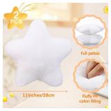 Beeveer 2 Pcs 11 Inch Star Pillow Decorative Star Shaped Throw Pillow Gift Cute Aesthetic Soft Plush Floor Cushions Room Decor for Bedroom Living Room Sofa Bed(White)