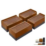 ANNKUT Furniture Risers 1.5 inch, Rectangle Adjustable Risers Blocks for Bed Sofa Table and Couch Lifting Heavy Duty Support Up to 1,300 Lbs (4 Pack-Brown)