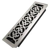 Howeall 4x14 Inches Heavy Duty Walkable Floor Register Easy Adjust Air Supply Lever Floor Vents - Charlotte Design - Vent Cover for Home Floor - Satin Nickel