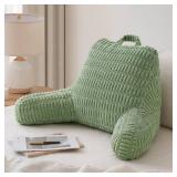 Blissful Diary Reading Pillow, Backrest Pillow with Shredded Memory Foam for Adult & Children, Designed for Bed and Couch Sitting Up, Includes Arms, Pockets and Washable Cover, Sage Green