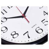 Bernhard Products Black Wall Clock Silent Non Ticking 10 Inch Quality Quartz Battery Operated Round Easy to Read Home/Office/Kitchen/Classroom/School Clock Sweep Movement