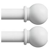 White Curtain Rods for Windows 28-48 inch, 2 Pack 5/8" Curtain Rod Set with Brackets, Splicing Adjustable Curtain Rod for Bedroom, Kitchen, Living Room, Matte White