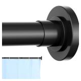 CorkLatta Black Shower Curtain Rod 32 to 43 Inch,1 Inch Diameter Adjustable Spring Tension Stainless Steel Telescoping Rod,Easy Install,No Rust