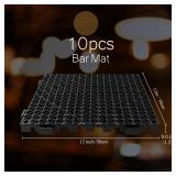Tioncy 10 Pcs Bar Countertop Supplies Interlocking Mats 12 x 12 Inch Rubber Black Shelf Liners Bar Drying Coffee Non Slip Spills Mats for Bartending Home Cocktail Bars Restaurants