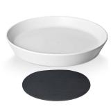 Plant Saucer 10 Inch, 1 Pack Large Plant Saucers Glazed Ceramic Tray for Flower Pot, Classic Sturdy Planter Water Catcher Tray for Plant Base,White