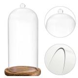 FISDEN Glass Cloche Dome, 5 x 10 Inch Glass Bell Jar with Wood Base, Clear Display Case for Flower, Plant,Fairy Lights, Collectibles, Tabletop Decor