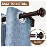 SIMEWIN Bronze Curtain Rods for Windows 28 to 48 Inches Adjustable Decorative 1 Inch Diameter Single Window Curtain Rod Set with Classic Finials, Bronze with Gold Finishing