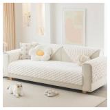 Awjcsv Couch Cover for Dogs Washable, Waterproof Couch Covers for 3 Cushion Couch Sofa Pet Friendly, Soft and Anti Slip (White, 1pc/36"x 83")