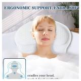 Bath Pillow Bathtub Pillow, Luxury Bath Pillows for Tub Neck and Back Support, Bath Tub Pillow Headrest with Soft 4D Mesh Fabric and Non-Slip Suction Cups, Relaxing Bath Accessories Spa Gifts