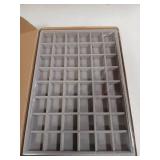KATISYIO Large Velvet Jewelry Tray 2 Pack Stackable Jewelry Display Drawer Inserts Trays Organizer for Earring Bracelet Necklace Ring (Gray, 48 Grids)