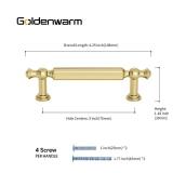 Goldenwarm 10 Pack Gold Cabinet Pulls Brushed Gold Cabinet Pulls 3 Inch Drawer Handles Kitchen Drawer Handles Zinc Alloy Dresser Hardware for Bathroom Cupboard Bedroom, 76mm Hole Centers