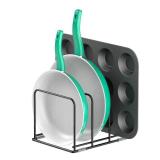 KORRTFID Kitchen Cabinet Organizer - Steel Cookware Rack, Divided Holder with 3 Slots for Skillets, Baking Tray and Chopping Board - Pan Storage (2.2 Inch Width Slots)