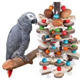 BBjinronjy Large Parrot Toys Bird Chewing Toys-Natural Nuts Corn Loofah Wooden Bird Cage Toy for African Grey,Macaws,Conure,Cokatoos,Cockatiel,Amazon Parrots and Other Medium and Small Birds