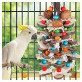 BBjinronjy Large Parrot Toys Bird Chewing Toys-Natural Nuts Corn Loofah Wooden Bird Cage Toy for African Grey,Macaws,Conure,Cokatoos,Cockatiel,Amazon Parrots and Other Medium and Small Birds