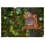 MIXUMON Wood Squirrel Feeder, Squirrel Feeders for Outside Winter, Wooden Chipmunk Feeder for Corn, Peanuts, Durable Box Easy to Fill with Removable Front Panel (Style 1)