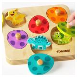 Wooden Puzzles for Toddlers 1-3, Dinosaur Matching Egg Puzzle Montessori Toys for 1 2 3 Year Old Boy Girl Gifts, Preschool Education Learning Toys