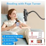 Kefotic Gooseneck Tablet Holder for Kindle Reading in Bed with Page Turner Remote, Hands Free Desk Bedside Lazy Arm Stand for Kindle Accessories, Gifts for Readers