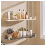 VXINSTZ Suction Cup Shower Caddy, Wall Mounted No Drilling Bathroom Shower Organizers Storage Rack, Removable Shelves for Inside the Shower, Clear