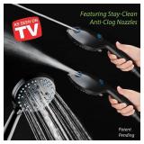 AquaCare High Pressure 8-mode Handheld Shower Head - Anti-clog Nozzles, Built-in Power Wash to Clean Tub, Tile & Pets, Extra Long 6 ft. Stainless Steel Hose, Wall & Overhead Brackets