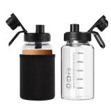 BNCWCQZ Glass Shaker Bottle, 2 Pack 22oz BPA-Free Odorless Shaker Bottle with 304 Stainless Steel Ball and Removable Cleaning Brush for Fitness Protein Mixes