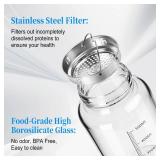 BNCWCQZ Glass Shaker Bottle, 2 Pack 22oz BPA-Free Odorless Shaker Bottle with 304 Stainless Steel Ball and Removable Cleaning Brush for Fitness Protein Mixes