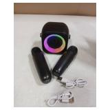 Mini Karaoke Machine, Portable Bluetooth Karaoke Speaker with 2 Wireless Microphones and Party Lights for Kids and Adults, Birthday Gifts for Girls Boys Family Home Party