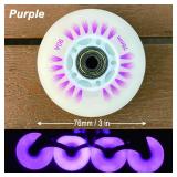 FYANER Light Up Inline Skate Wheels 4 Pack - Luminous Flash Inline Skates Replacement Wheel 76mm(Purple), Universal